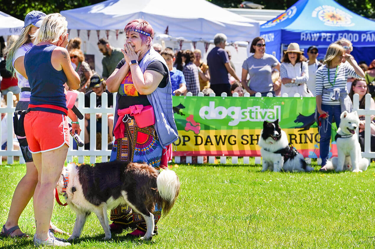 Photo of people enjoying the sun at Dogstival festival.